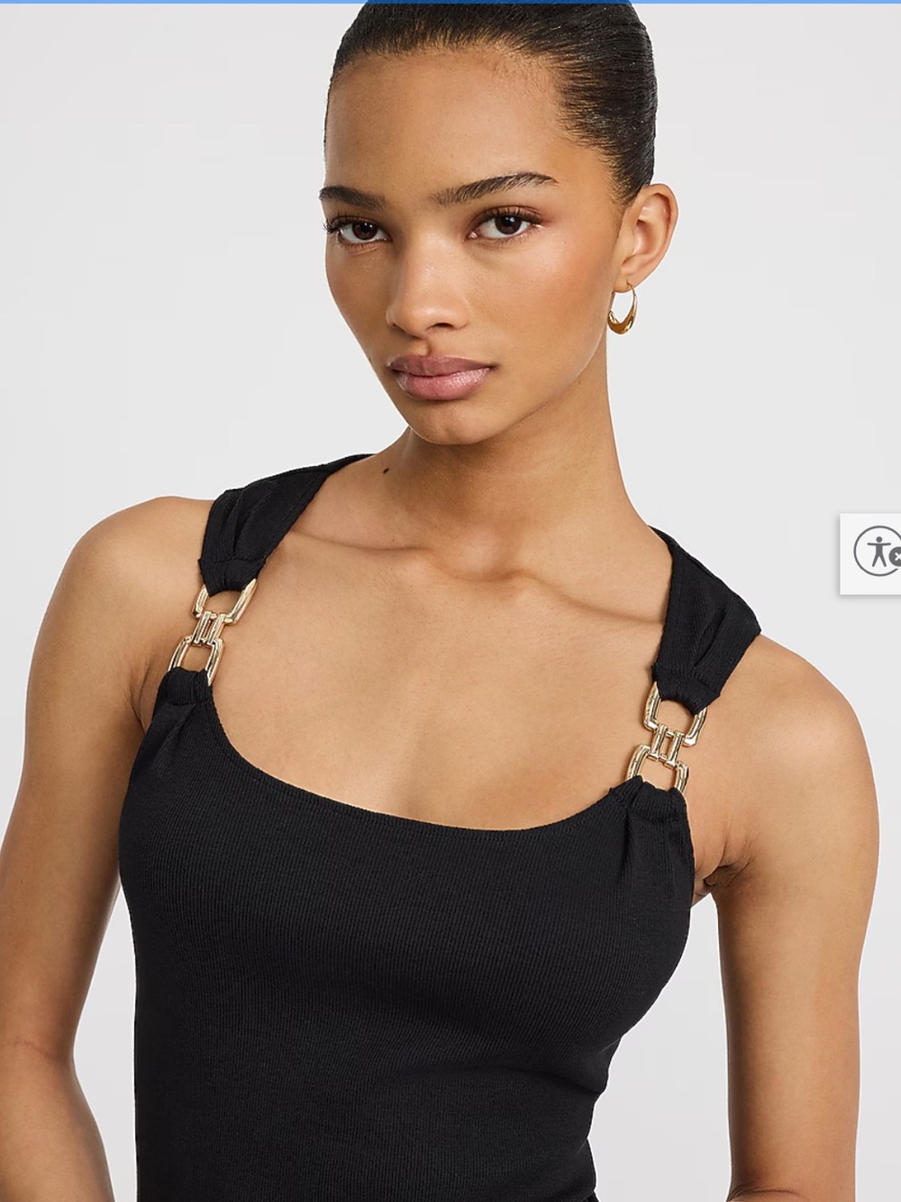 NWT🌷EXPRESS Stretch Cotton Ribbed Novelty Hardware Strap Black Tank Top